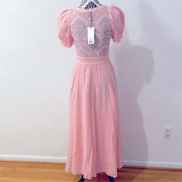 NWT!! LoveShackFancy Hutchinson Powder Pink Maxi Silk Blend Dress Size 4..545$!! - Picture 6 of 14